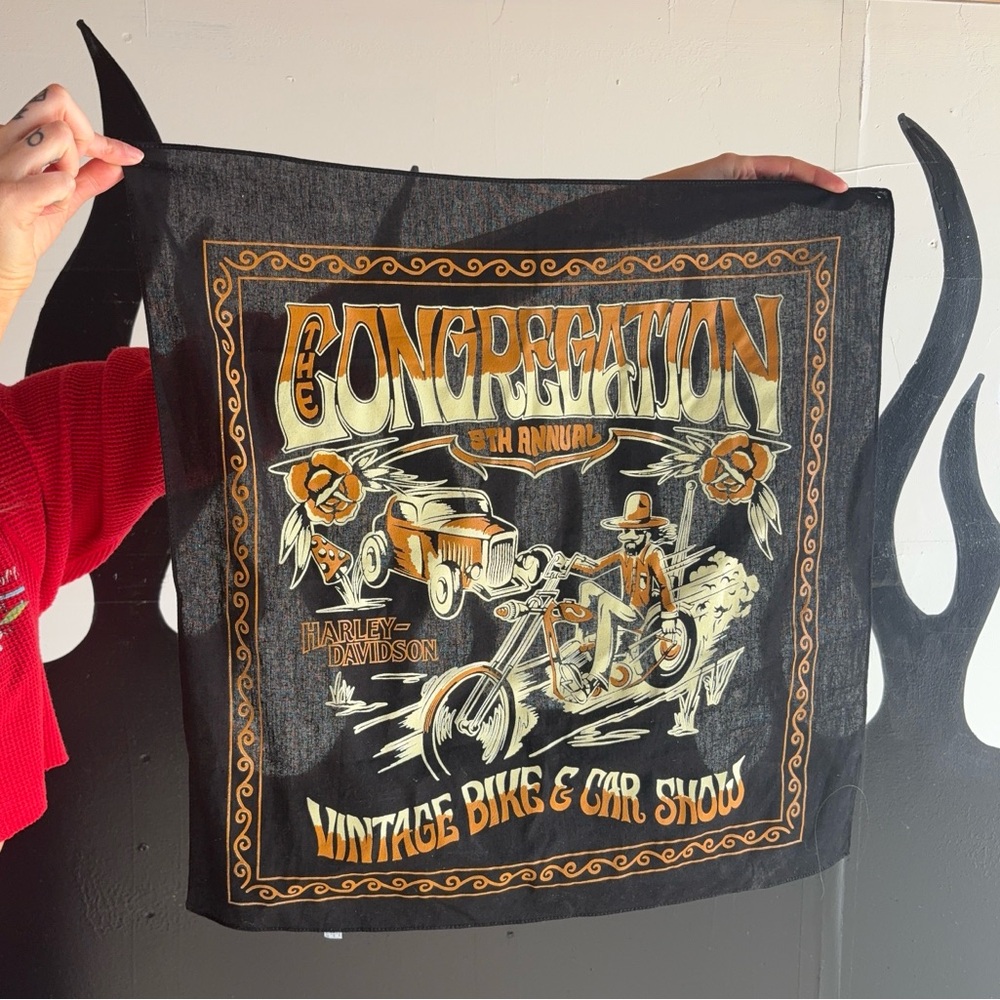 Harley-Davidson Black Bandana with Orange Graphics